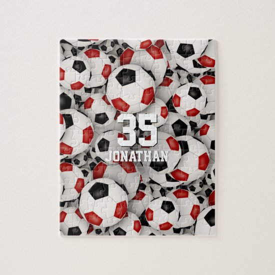 black red team colors boys girls soccer jigsaw puzzle