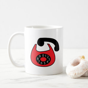 Black Red Telephone Old Phone Coffee Mug