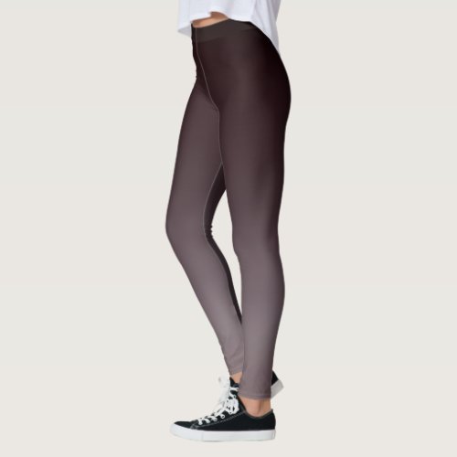 Black Red To Gray Ombre Gradient Fade Leggings