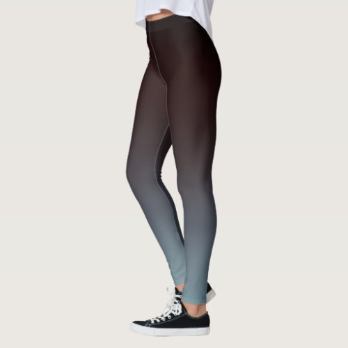 Black Red To Teal Blue Ombre Gradient Fade Leggings