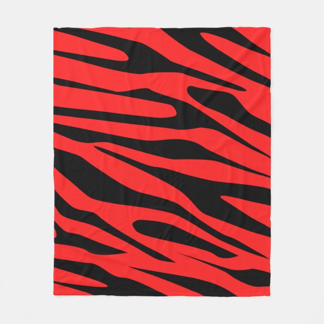 Black  - Red Tones Tiger Seamless Pattern  Fleece Blanket (Front)