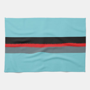 Black Red Turquoise Gray Stripes Towel