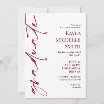 Black Red Typography Graduation Party Invitation by Paperpaperpaper at Zazzle