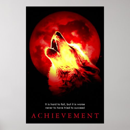 Black Red Unique Motivational Quote Wolf Poster