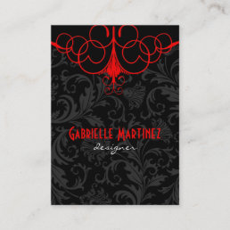 Black &amp; Red Vintage Damasks Business Card Template