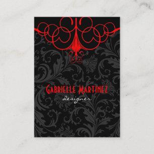 Black & Red Vintage Damasks Business Card Template