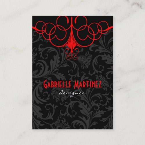 Black &amp; Red Vintage Damasks Business Card Template
