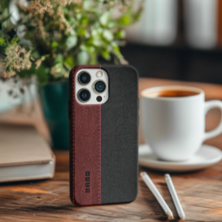 Black & Red Vintage Faux Leather iPhone XR Case