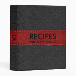 Black & Red Vintage Faux Leather Texture Mini Binder