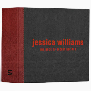 Black & Red Vintage Leather Print 3 Ring Binder
