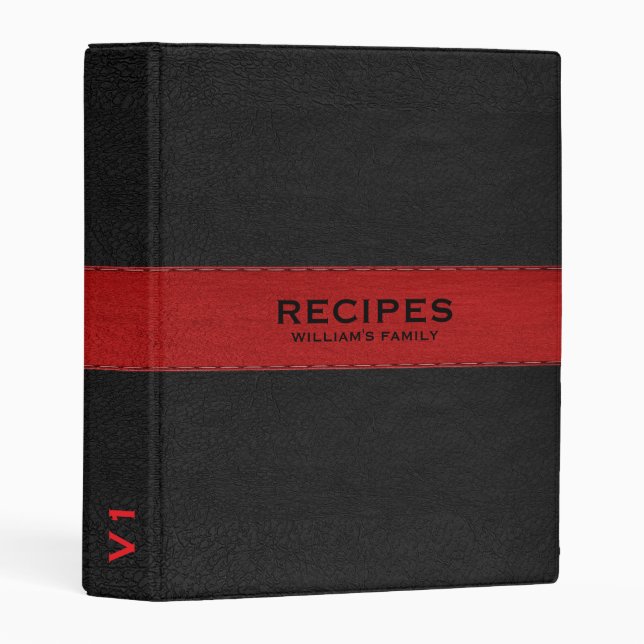 Black & Red Vintage Leather Texture Mini Binder