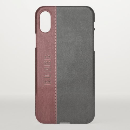 Black  Red Vintage Leather iPhone X Case