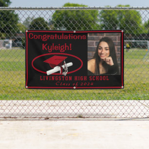 Black & Red Vinyl Graduation Photo Banner