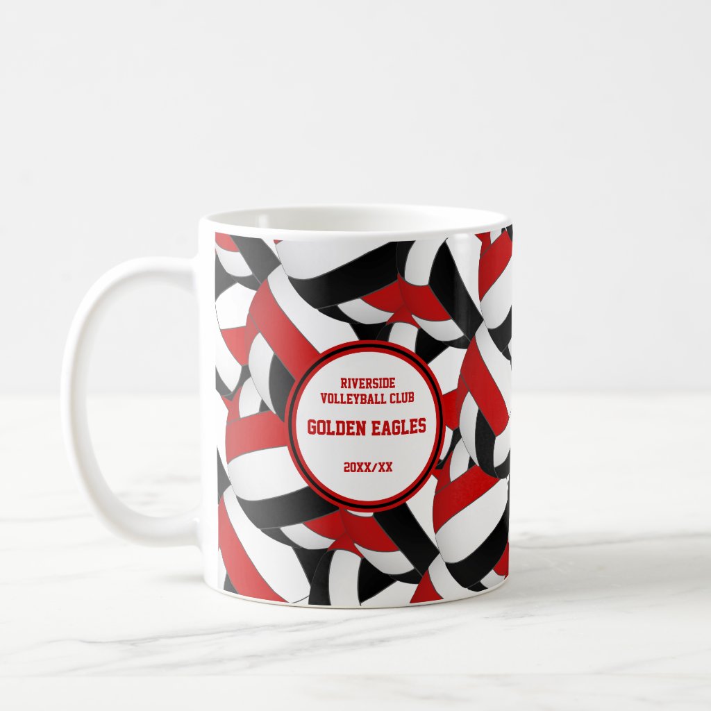 black red volleyball team colors coach gift coffee mug
