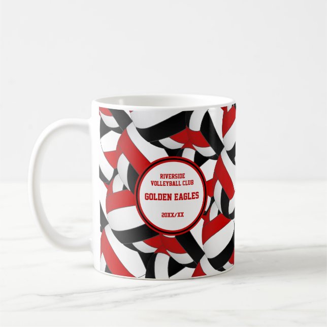 black red volleyball team colors coach gift coffee mug (Left)
