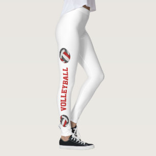 black red volleyballs w text up leg volleyball leggings