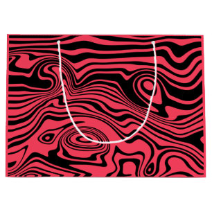 Black Red Wavy Striped Gift Bag or Choose Colors