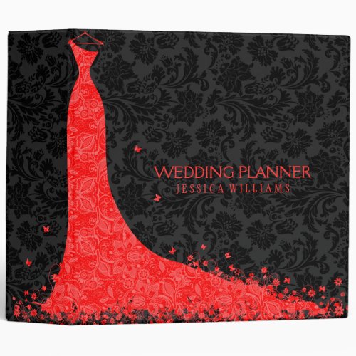 Black  Red Wedding Dress  Vintage Lace 3 Ring Binder