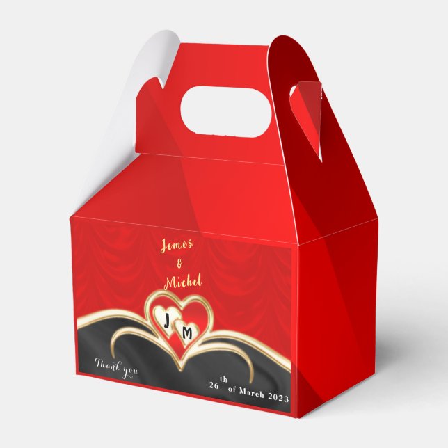 Black & Red wedding  Favor Box (Front Side)