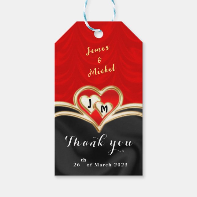Black & Red wedding  Gift Tags (Front)