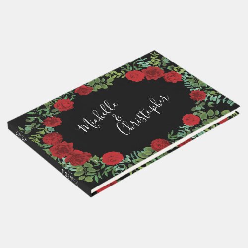 Black Red Wedding Gothic Roses Guest Book