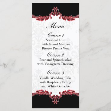black red wedding menu