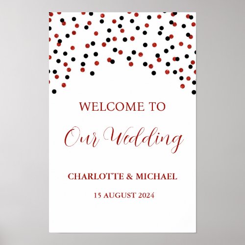 Black Red Wedding Welcome Custom 12x18 Poster