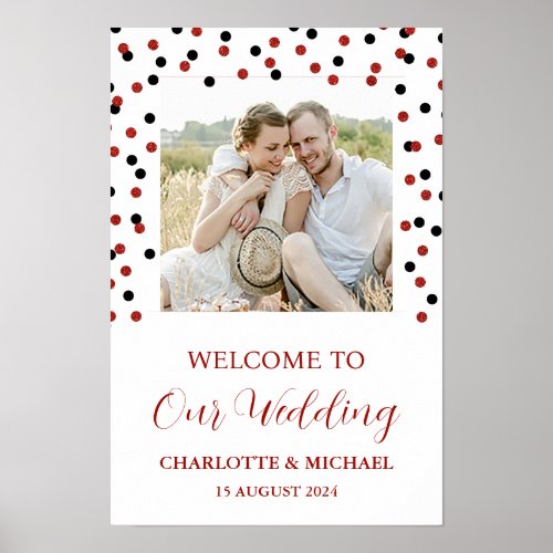 Black Red Wedding Welcome Custom 12x18   Poster