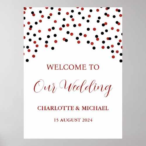 Black Red Wedding Welcome Custom 18x24 Poster