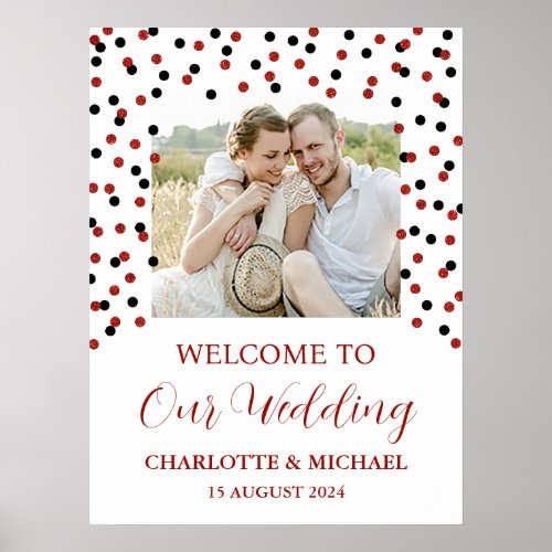 Black Red Wedding Welcome Custom 18x24   Poster