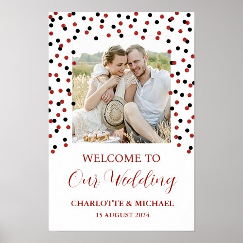 Black Red Wedding Welcome Custom 20x30   Poster