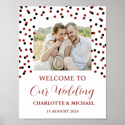Black Red Wedding Welcome Custom 85x11   Poster