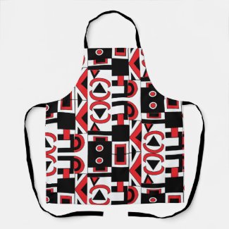 Black Red White Abstract Geometric Pattern