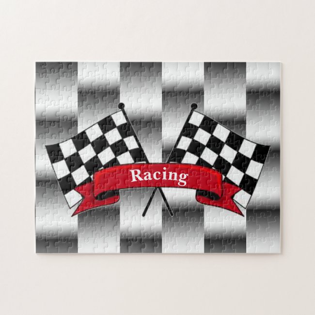 Black Red White and Silver Racing Flags Puzzle