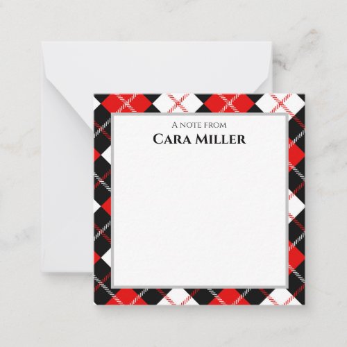 Black Red White Argyle Personalized Note Card