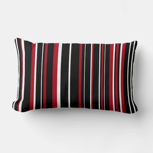 Black Red White Barcode Stripe Lumbar Pillow