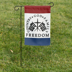 black red white blue God Family Country Freedom US Garden Flag
