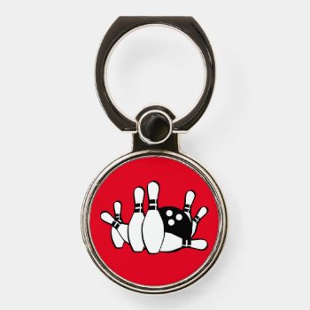Black Red White Bowling Phone Ring Holder by Bebops at Zazzle