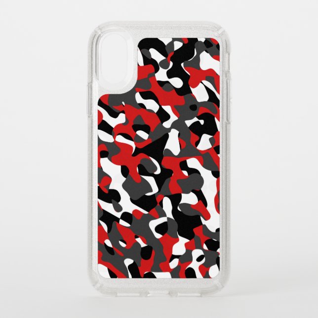Black Red White Camouflage Print Pattern Speck iPhone XR Case (Front)