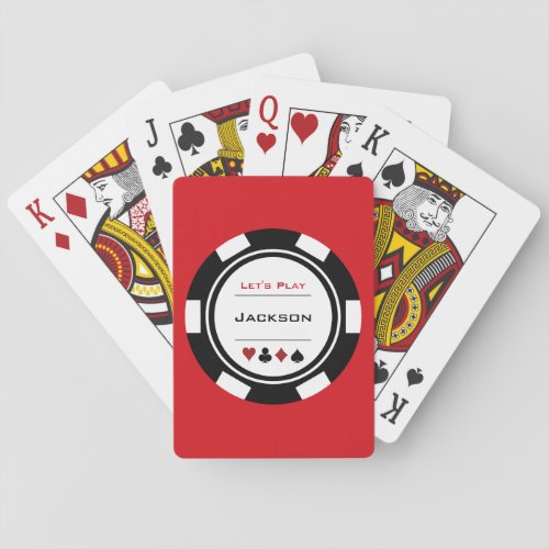 Black Red White Casino Poker Chip Custom Playing Cards
