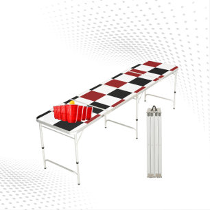 Black Red White Checker Beer Pong Table