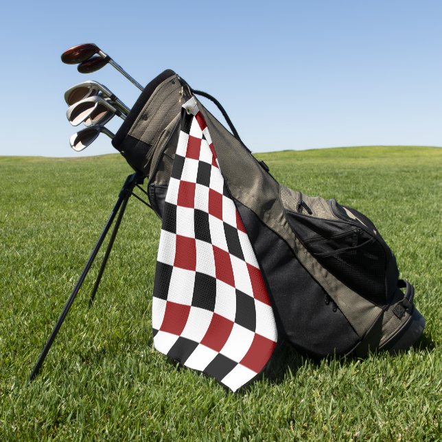 Black Red White Checker Golf Towel (Green)