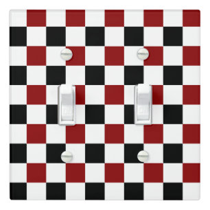 Black Red White Checker Light Switch Cover