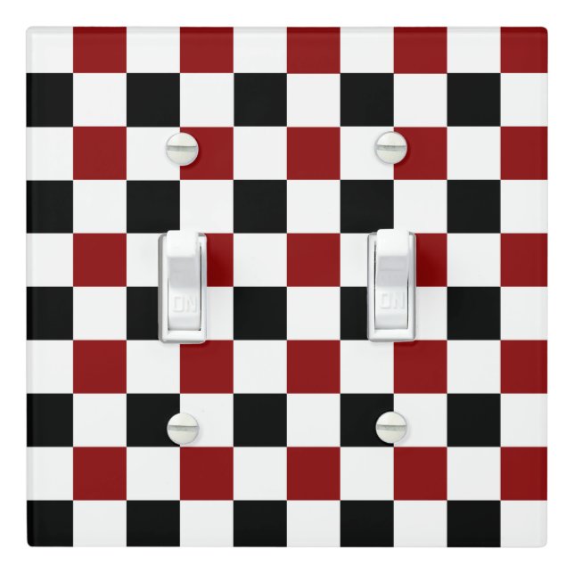 Black Red White Checker Light Switch Cover (In Situ)