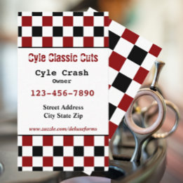 Black Red White Checkered Business Card