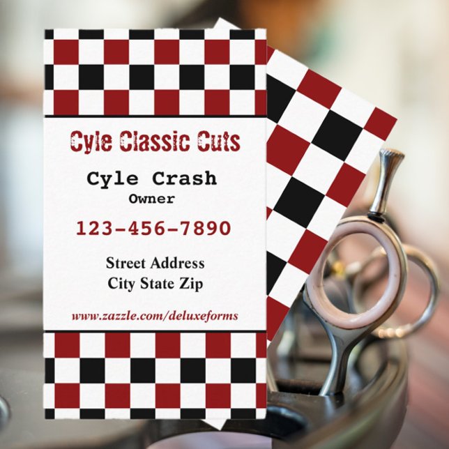 Black Red White Checkered Business Card (Creator Uploaded)