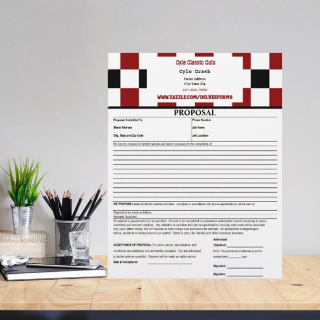 Black Red White Checkered Proposal Form Letterhead (Creator Uploaded)