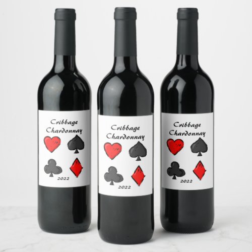 Black Red White Cribbage Wine Label