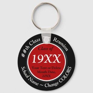 Black Red White Custom Class Reunion Gifts, Favors Keychain