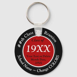 Black Red White Custom Class Reunion Gifts, Favors Keychain